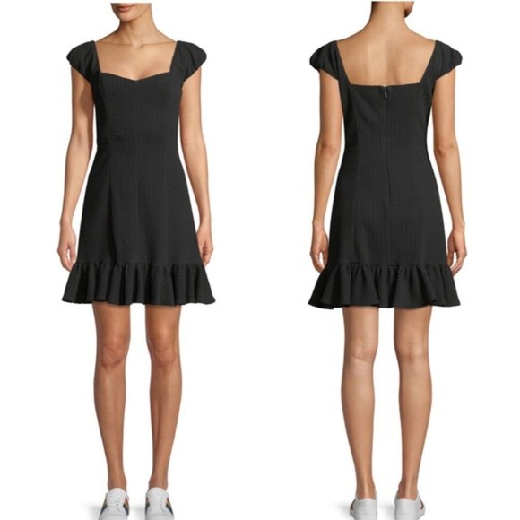 NWT Rebecca Taylor Black Cap Sleeve Texture Dress 4 - Picture 2 of 16